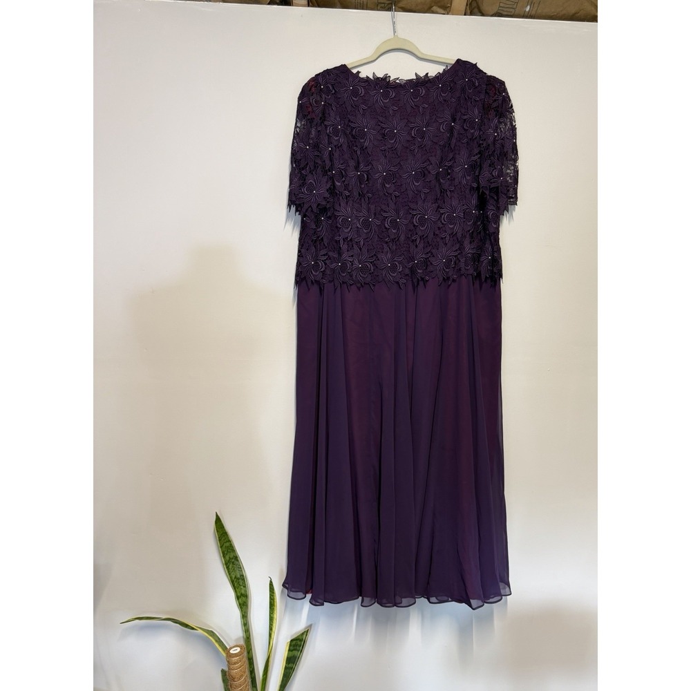 Caterina Collection Purple Lace Chiffon Dress Women's Long Plus size 24w Formal - Picture 3 of 16